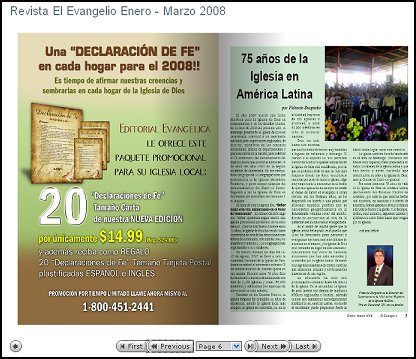 Muestra del interfaz Revista El Evangelio on-line